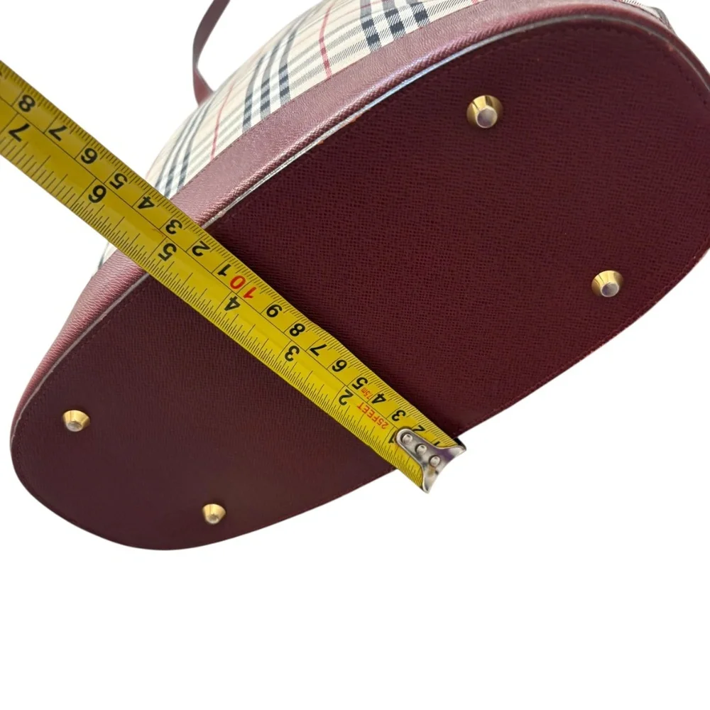 Burberry vintage classic nova check and burgundy leather tote bag - Picture 10 of 16